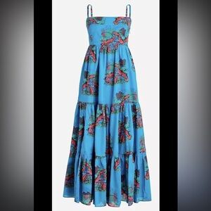 J. Crew Tiered Maxi Dress Lobster Print size 16